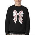 Cute Baseball Coquette Bow For Women Girls Baseball Mama Mom Youth Crewneck Sweatshirt