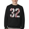 Distressed Baseball Number 32 Jersey Uniform Player Fan Youth Crewneck Sweatshirt Distressed Baseball Number 32 Jersey Uniform Player Fan Youth Crewneck Sweatshirt
