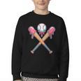 Dripping Pink Baseball Crossed Bats Summer Youth Crewneck Sweatshirt Dripping Pink Baseball Crossed Bats Summer Youth Crewneck Sweatshirt