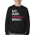 Eat Sleep Baseball Repeat Baseball Player Youth Crewneck Sweatshirt Eat Sleep Baseball Repeat Baseball Player Youth Crewneck Sweatshirt