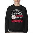 My Favorite Player Calls Me Grampy Baseball Grampy Youth Crewneck Sweatshirt