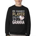 My Favorite Player Calls Me Granna Baseball Leopard Youth Crewneck Sweatshirt