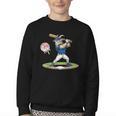 Goat Baseball Player With Bat And Ball Drip Animal Sports Youth Crewneck Sweatshirt