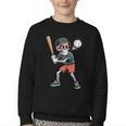 Halloween Skeleton Playing Baseball 67 Six Seven Meme Youth Crewneck Sweatshirt