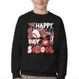 Happy 100 Days Of School Baseball Football PE Teacher Youth Crewneck Sweatshirt
