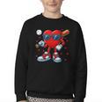 Heart Love Baseball Valentine Outfit Men Boy Youth Crewneck Sweatshirt