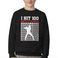 I Hit 100 Days Of School Baseball 100 Day Of School Youth Crewneck Sweatshirt I Hit 100 Days Of School Baseball 100 Day Of School Youth Crewneck Sweatshirt
