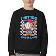 I Hit 100 Days Of School Baseball Ice Cream Drip Youth Crewneck Sweatshirt