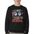 I Hit 100 Days Of School Baseball Kids Boy Teacher 100th Day Youth Crewneck Sweatshirt I Hit 100 Days Of School Baseball Kids Boy Teacher 100th Day Youth Crewneck Sweatshirt