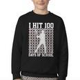 I Hit 100 Days Of School Boys Kids 100th Day Balls Baseball Youth Crewneck Sweatshirt I Hit 100 Days Of School Boys Kids 100th Day Balls Baseball Youth Crewneck Sweatshirt