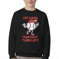 Hit Hard Run Fast Turn Left Baseball Player Youth Crewneck Sweatshirt Hit Hard Run Fast Turn Left Baseball Player Youth Crewneck Sweatshirt
