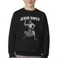 Jesus Saves Shirt Religious Christian Faith Baseball Youth Crewneck Sweatshirt Jesus Saves Shirt Religious Christian Faith Baseball Youth Crewneck Sweatshirt