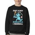 Just A Boy Who Loves Axolotls & Baseball Youth Crewneck Sweatshirt Just A Boy Who Loves Axolotls & Baseball Youth Crewneck Sweatshirt