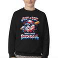 Just A Boy Who Loves Baseball Patriotic Drip For Youth Boys Youth Crewneck Sweatshirt Just A Boy Who Loves Baseball Patriotic Drip For Youth Boys Youth Crewneck Sweatshirt
