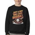 Just A Boy Who Loves Baseball Player Kids Youth Crewneck Sweatshirt