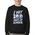Kids 100 Days Of School 100th Day Baseball Ice Cream Drip Youth Crewneck Sweatshirt Kids 100 Days Of School 100th Day Baseball Ice Cream Drip Youth Crewneck Sweatshirt