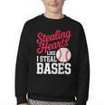 Kids Stealing Hearts Cute Baseball Boys Youth Crewneck Sweatshirt