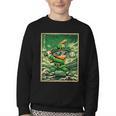 Leprechaun Playing Baseball Japanese Art St Patricks Day Youth Crewneck Sweatshirt