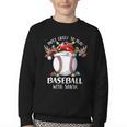 Most Likely To Play Baseball With Santa Christmas Xmas Youth Crewneck Sweatshirt