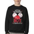 Little Slugger Boy Coming Soon Baby Announcement Baseball Youth Crewneck Sweatshirt