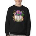 Mardi Gras Baseball Jester Hat Fleur De Lis Boys Girls Kids Youth Crewneck Sweatshirt