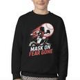 Mask On Fear Gone Baseball Catcher Softball Youth Crewneck Sweatshirt Mask On Fear Gone Baseball Catcher Softball Youth Crewneck Sweatshirt