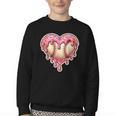 Melting Baseball Drip Heart Softball Player Lover Ice Cream Youth Crewneck Sweatshirt Melting Baseball Drip Heart Softball Player Lover Ice Cream Youth Crewneck Sweatshirt