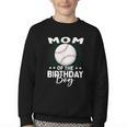 Mom Of The Birthday Boy Baseball Player Birthday Youth Crewneck Sweatshirt