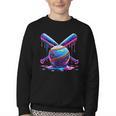 Neon Dripping Baseball And Bats Colorful Sports Art Youth Crewneck Sweatshirt Neon Dripping Baseball And Bats Colorful Sports Art Youth Crewneck Sweatshirt