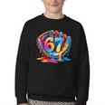 Number 67 Baseball Glove Ice Cream Drip Six Seven Meme Youth Crewneck Sweatshirt Number 67 Baseball Glove Ice Cream Drip Six Seven Meme Youth Crewneck Sweatshirt
