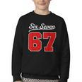 Number 67 Numbered Six Seven Baseball Jersey Style Team 67 Youth Crewneck Sweatshirt Number 67 Numbered Six Seven Baseball Jersey Style Team 67 Youth Crewneck Sweatshirt