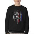 Patriotic Baseball Catcher American Flag Sports Tee Youth Crewneck Sweatshirt Patriotic Baseball Catcher American Flag Sports Tee Youth Crewneck Sweatshirt