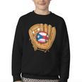 Puerto Rican Flag Baseball Player Boricua Pride Beisbol PR Youth Crewneck Sweatshirt Puerto Rican Flag Baseball Player Boricua Pride Beisbol PR Youth Crewneck Sweatshirt