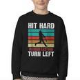 Retro Hit Hard Run Fast Turn Left Baseball Lover Youth Crewneck Sweatshirt Retro Hit Hard Run Fast Turn Left Baseball Lover Youth Crewneck Sweatshirt