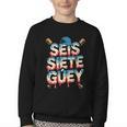 SEIS Siete Guey Baseball Drip Mexico Spanish 67 Slang Boys Youth Crewneck Sweatshirt SEIS Siete Guey Baseball Drip Mexico Spanish 67 Slang Boys Youth Crewneck Sweatshirt