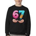 Six Seven 6-7 Baseball Ice Cream Drip 67 Meme Hands Youth Crewneck Sweatshirt