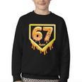 Six Seven 67 Meme Gen Alpha Slang Baseball 101 Youth Crewneck Sweatshirt