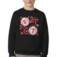 Six Seven Baseball Lover Sports Red Heart Bow Valentine Girl Youth Crewneck Sweatshirt