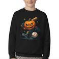 Spooky Halloween Scary Pumpkin Baseball Player Witchy Vibes Youth Crewneck Sweatshirt Spooky Halloween Scary Pumpkin Baseball Player Witchy Vibes Youth Crewneck Sweatshirt