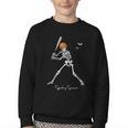Spooky Season Skeleton Baseball Player Halloween Batter Youth Crewneck Sweatshirt Spooky Season Skeleton Baseball Player Halloween Batter Youth Crewneck Sweatshirt