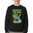 Spooky Zombie Respect The Drip Baseball Halloween Youth Crewneck Sweatshirt Spooky Zombie Respect The Drip Baseball Halloween Youth Crewneck Sweatshirt