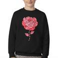 Sporty Rose Graphic With Baseball And Rugby Ball Petals Youth Crewneck Sweatshirt