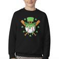 St Patricks Day Baseball Drip Ice Cream Baseball Home Plate Youth Crewneck Sweatshirt
