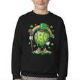 St Patricks Day Baseball Leprechaun Rainbow Green Baseball Youth Crewneck Sweatshirt