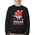 Stealing Hearts And Bases Baseball Player Valentine's Day Youth Crewneck Sweatshirt Stealing Hearts And Bases Baseball Player Valentine's Day Youth Crewneck Sweatshirt