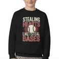 Stealing Hearts Like I Steal Bases Baseball Valentine Retro Youth Crewneck Sweatshirt Stealing Hearts Like I Steal Bases Baseball Valentine Retro Youth Crewneck Sweatshirt