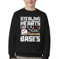 Stealing Hearts Like I Steal Bases Baseball Valentines Youth Crewneck Sweatshirt Stealing Hearts Like I Steal Bases Baseball Valentines Youth Crewneck Sweatshirt