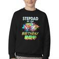 Stepdad Of The Birthday Boy Baseball Football Colorful Youth Crewneck Sweatshirt