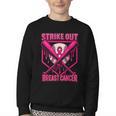 Strike Out Breast Cancer Baseball Ice Cream Drip Youth Crewneck Sweatshirt