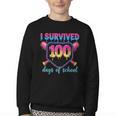 I Survived 100 Days Of School Baseball 100th Day Kids Girls Youth Crewneck Sweatshirt